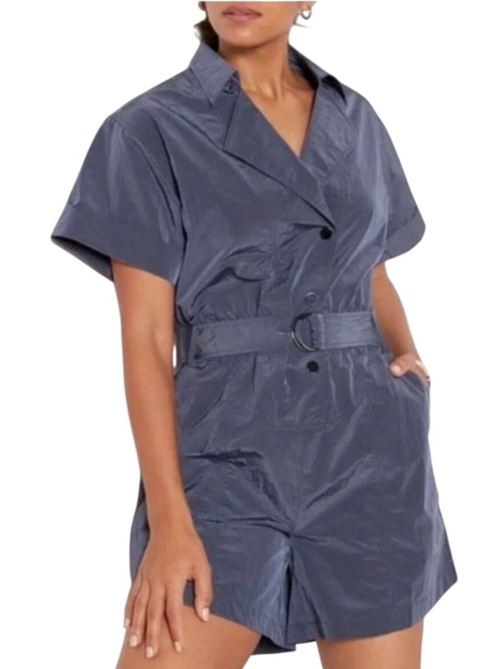 Varley NWT Belle Boxy Playsuit 5" Steel Blue Small